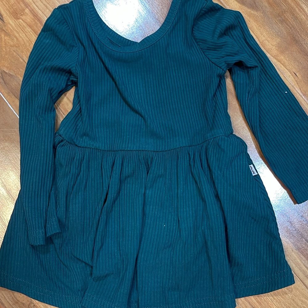 Teal Long Sleeve Kids Dress